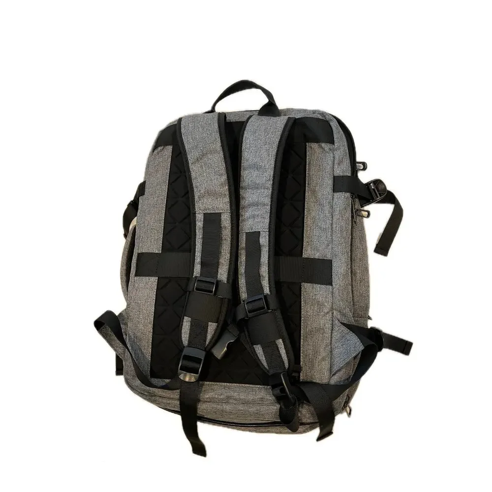 Clamshell Gray Black Padded Backpack 20